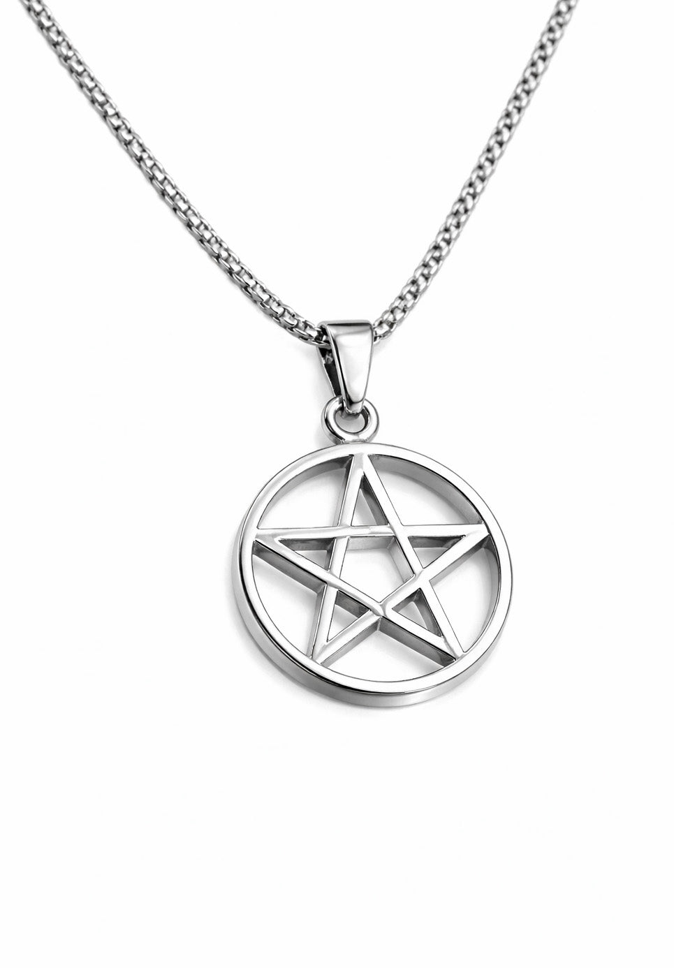 Pentagram Star Pendant Necklace – Stainless Steel Gothic Chain (Unisex)