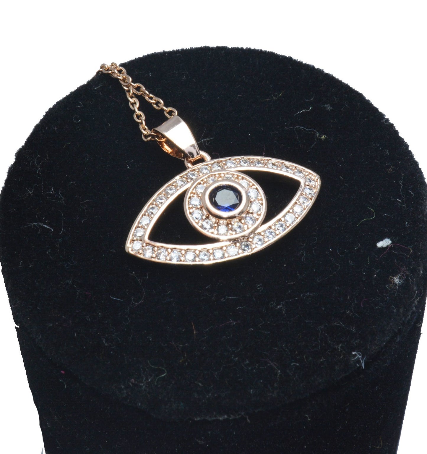 Blue Stone Studded AD Evil Eye Necklace Chain Pendant