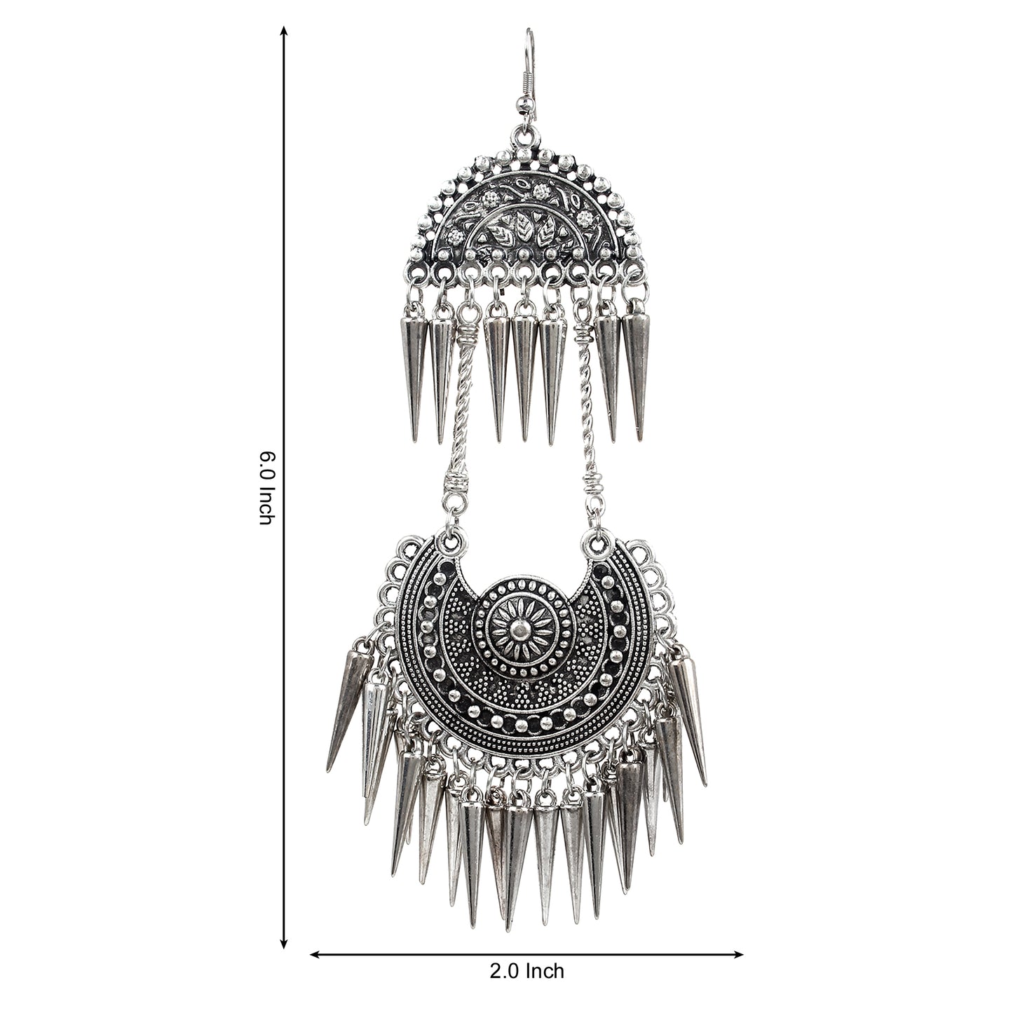 Metal Black Finished Long Heavy Fish Hook Earrings