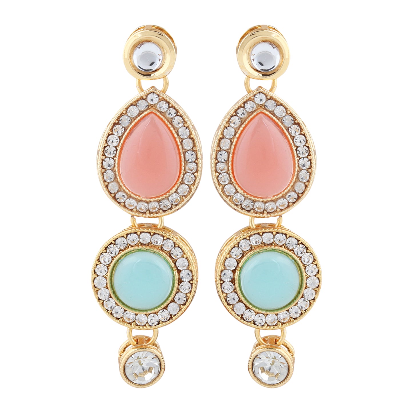 Multicolor Kundan Necklace and Earring Set With Pearl Mala – Traditional Indian Jewelry for Women