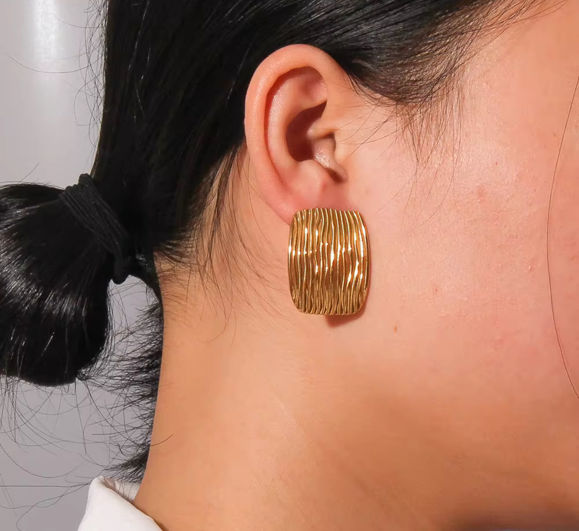 Stainless Steel Rectangle Golden Korean Imitation Earrings – Chic & Affordable Styles