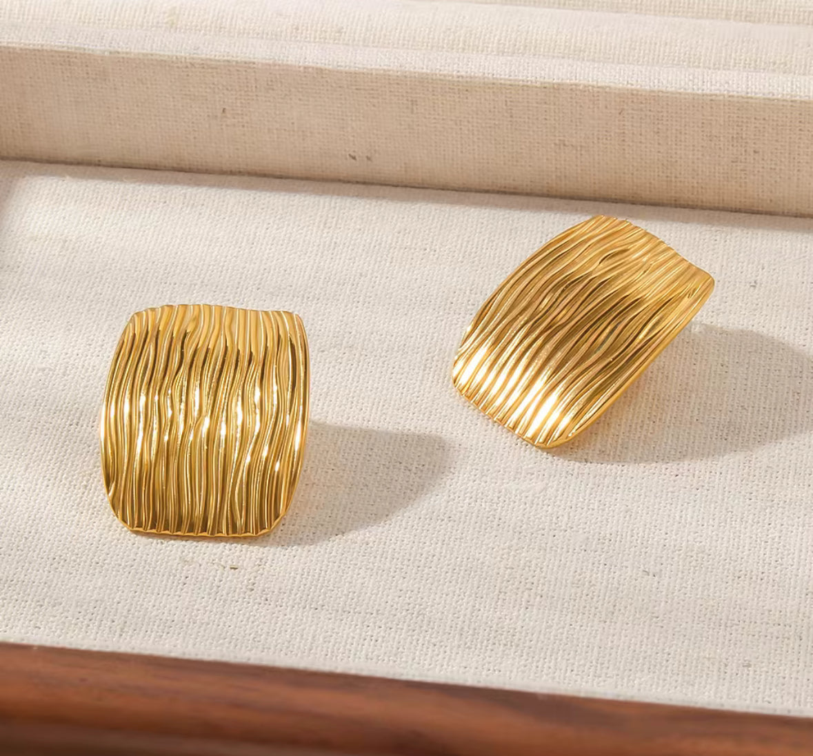 Stainless Steel Rectangle Golden Korean Imitation Earrings – Chic & Affordable Styles