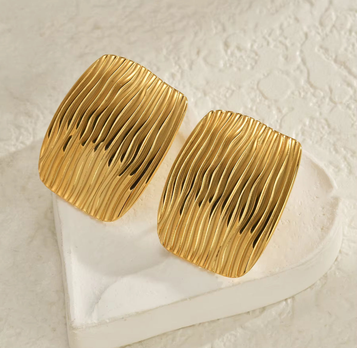 Stainless Steel Rectangle Golden Korean Imitation Earrings – Chic & Affordable Styles