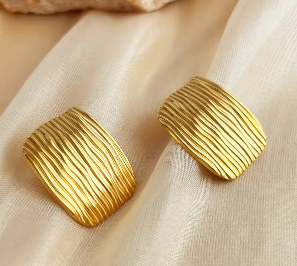 Stainless Steel Rectangle Golden Korean Imitation Earrings – Chic & Affordable Styles