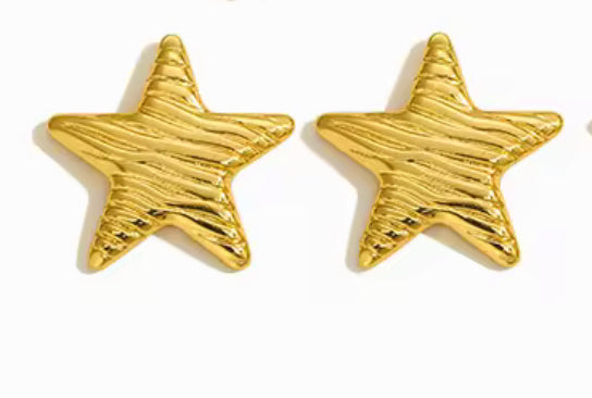 Stainless Steel Star Golden Korean Imitation Earrings – Chic & Affordable Styles
