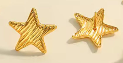 Stainless Steel Star Golden Korean Imitation Earrings – Chic & Affordable Styles