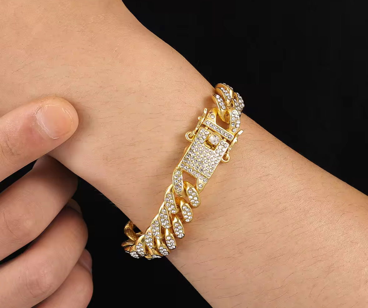 Premium AD Stones Studded Rapper Style Hand Bracelet