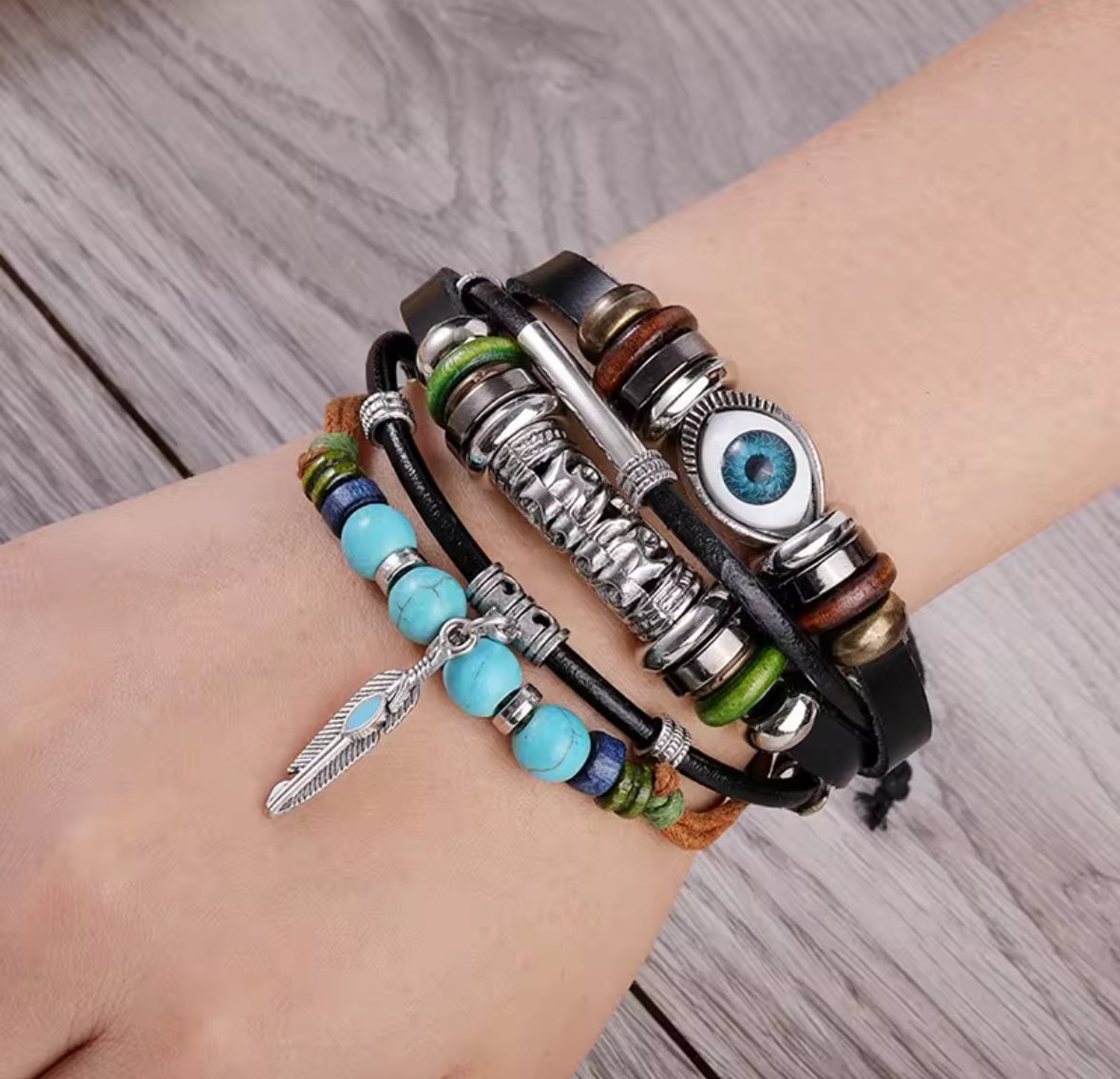 Boho Evil Eye Bracelet Set – Multilayer Beaded Charm Unisex Bracelets