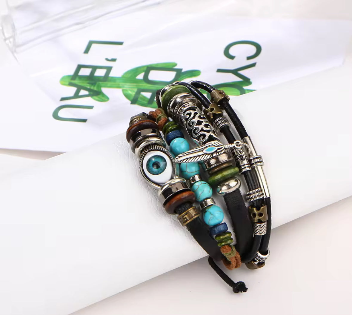 Boho Evil Eye Bracelet Set – Multilayer Beaded Charm Unisex Bracelets