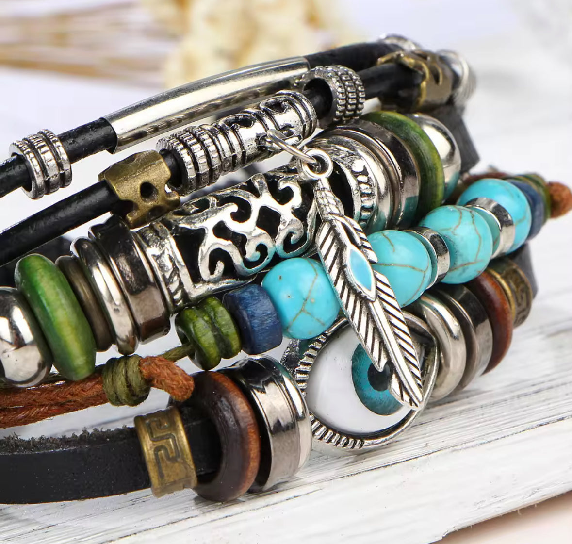 Boho Evil Eye Bracelet Set – Multilayer Beaded Charm Unisex Bracelets