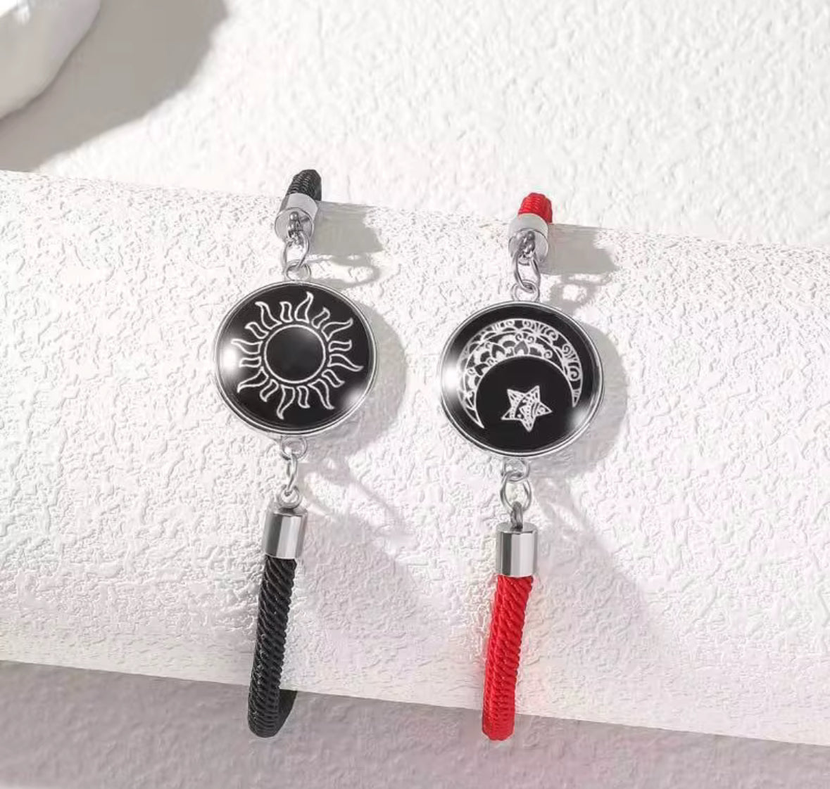 Glow-in-the-Dark Sun & Moon Couple Bracelets – Radium Light, Matching Celestial Jewelry