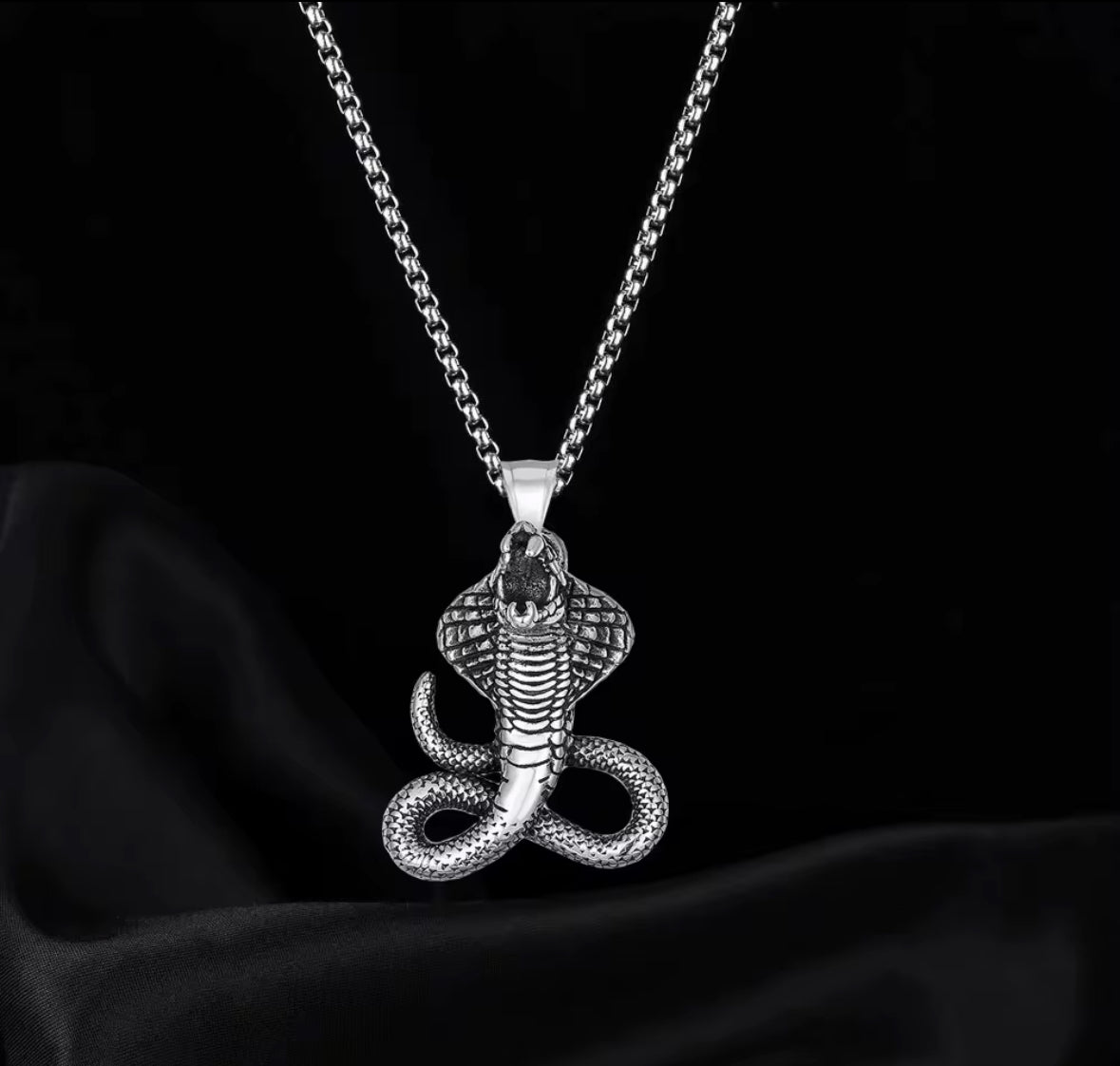 Men’s Cobra Snake Pendant Necklace – Stainless Steel Serpent Jewelry for Biker, Gothic & Street Style