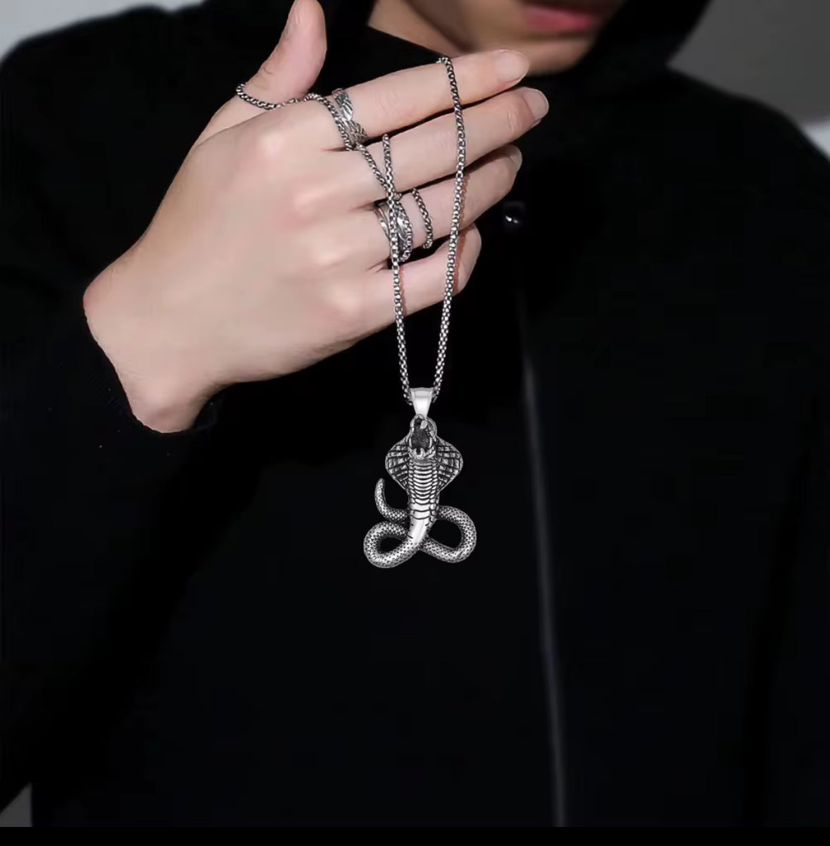 Men’s Cobra Snake Pendant Necklace – Stainless Steel Serpent Jewelry for Biker, Gothic & Street Style