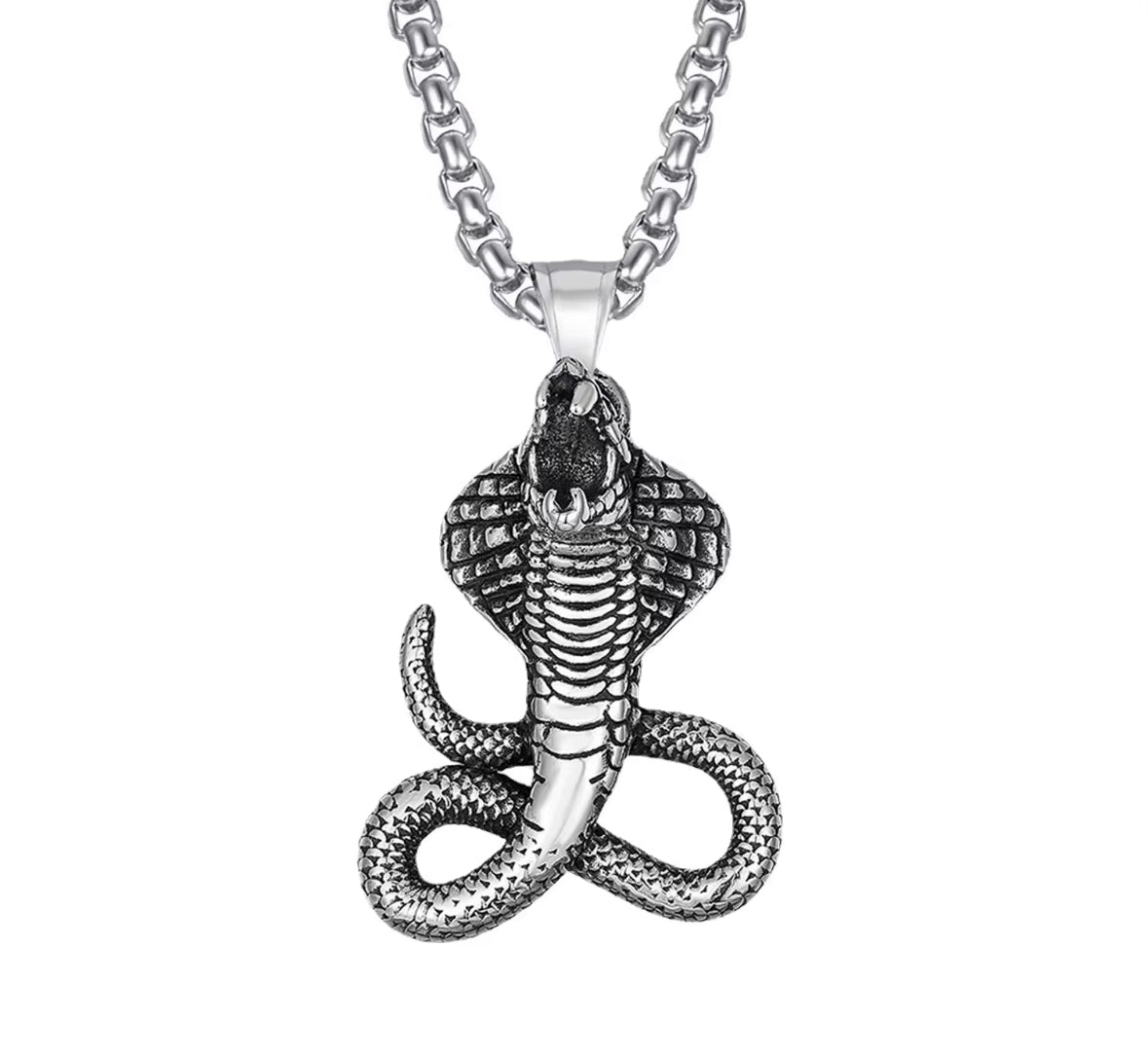Men’s Cobra Snake Pendant Necklace – Stainless Steel Serpent Jewelry for Biker, Gothic & Street Style