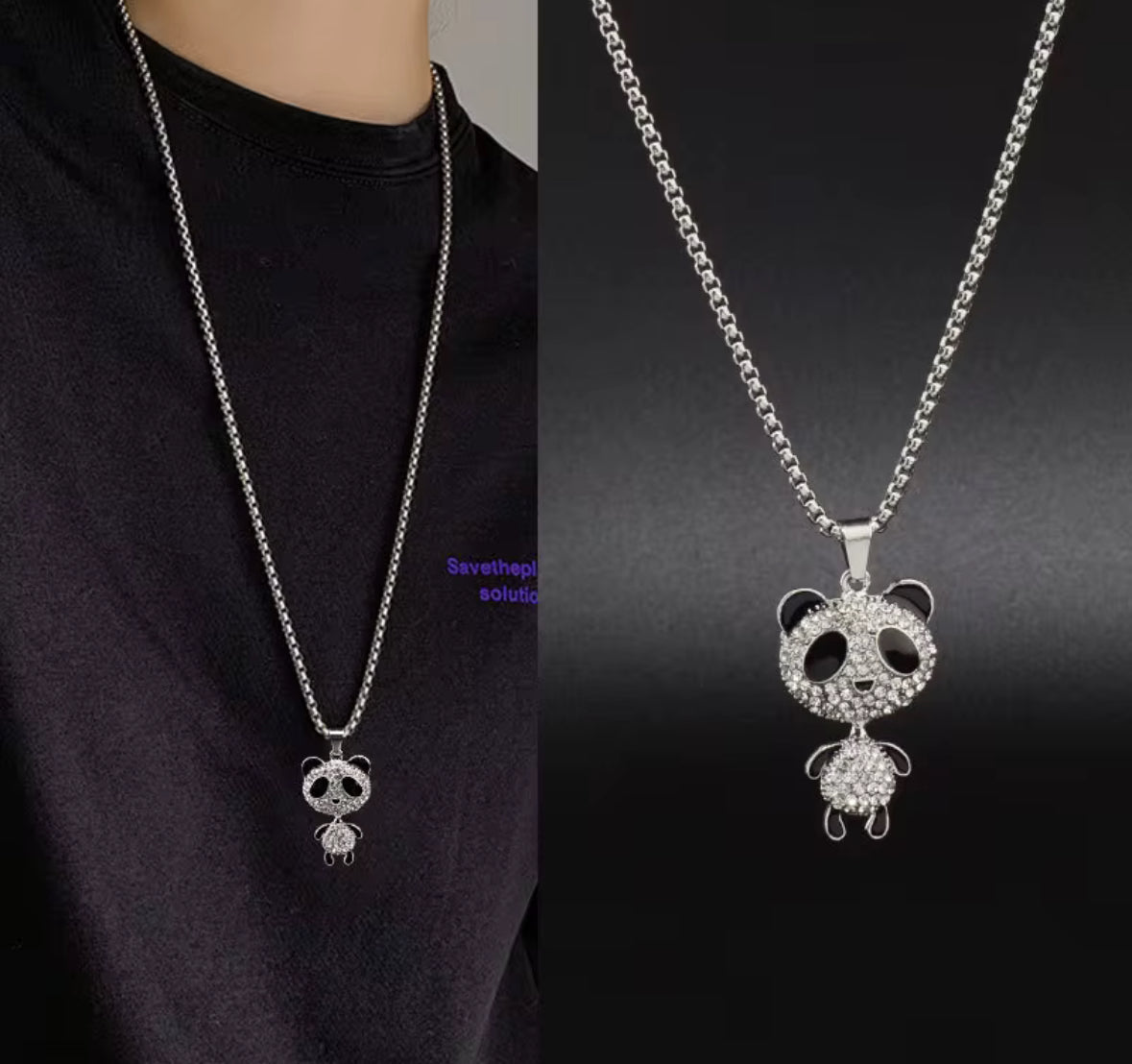 Cute Crystal Panda Pendant Necklace – Sparkly Animal Jewelry for Women & Girls