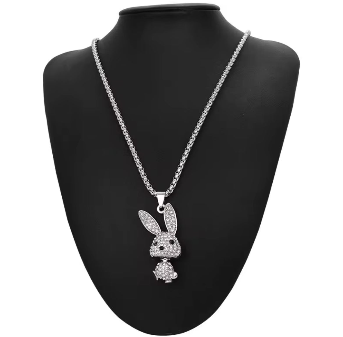 Cute Bunny Pendant Necklace for Women – Sparkly Crystal Rabbit Charm Jewelry