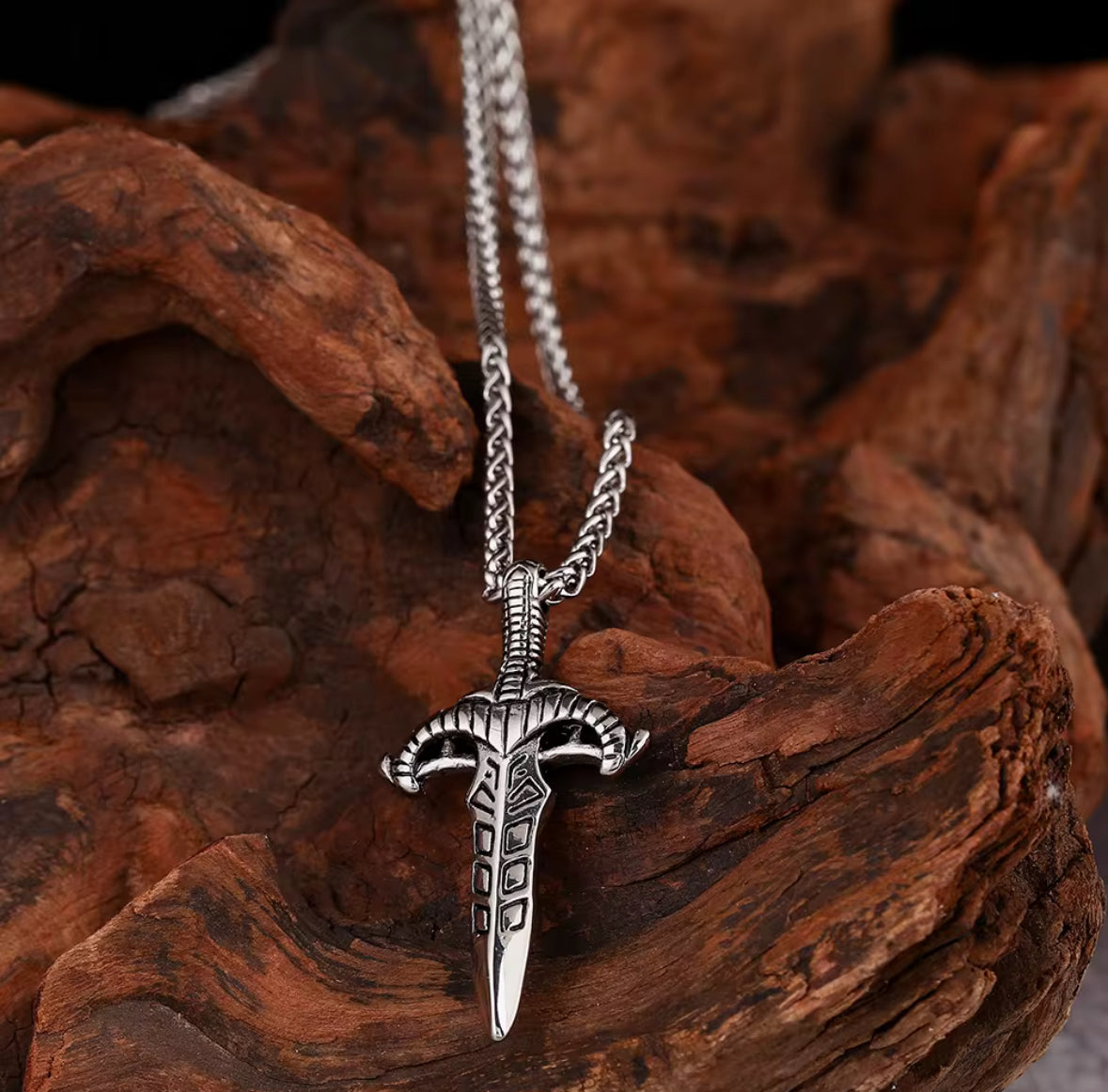 Viking Sword Pendant Necklace – Stainless Steel Norse Warrior Jewelry for Men