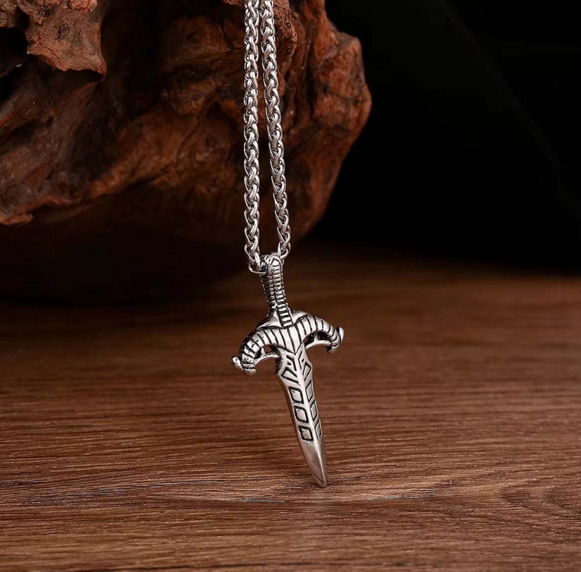 Viking Sword Pendant Necklace – Stainless Steel Norse Warrior Jewelry for Men
