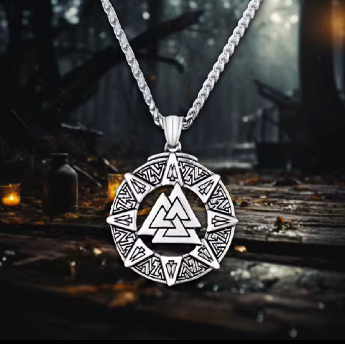 Valknut Viking Pendant Necklace – Norse Symbol of Odin in Stainless Steel