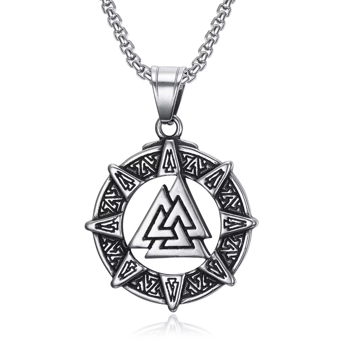 Valknut Viking Pendant Necklace – Norse Symbol of Odin in Stainless Steel