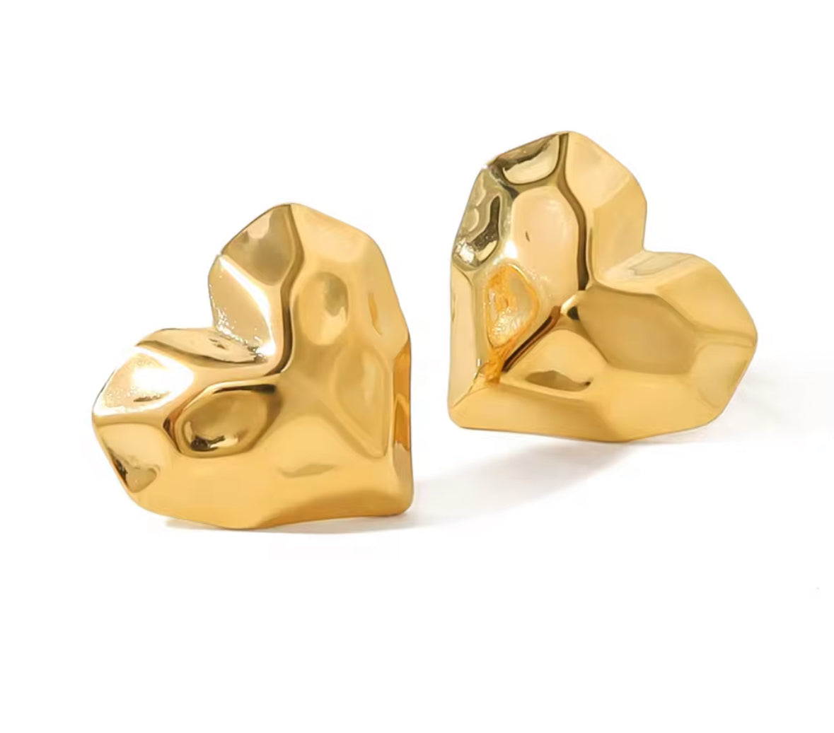 Anti Tarnish Stainless Steel Bold Gold Heart-Shaped Stud Earrings for Women | Chunky, Modern Statement Jewelry
