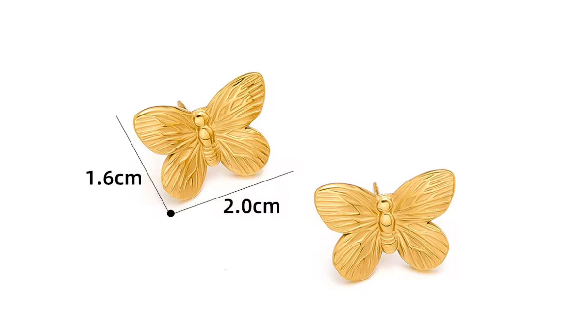 Anti Tarnish Stainless Steel Golden Butterfly Earrings – Delicate, Elegant & Lightweight Studs