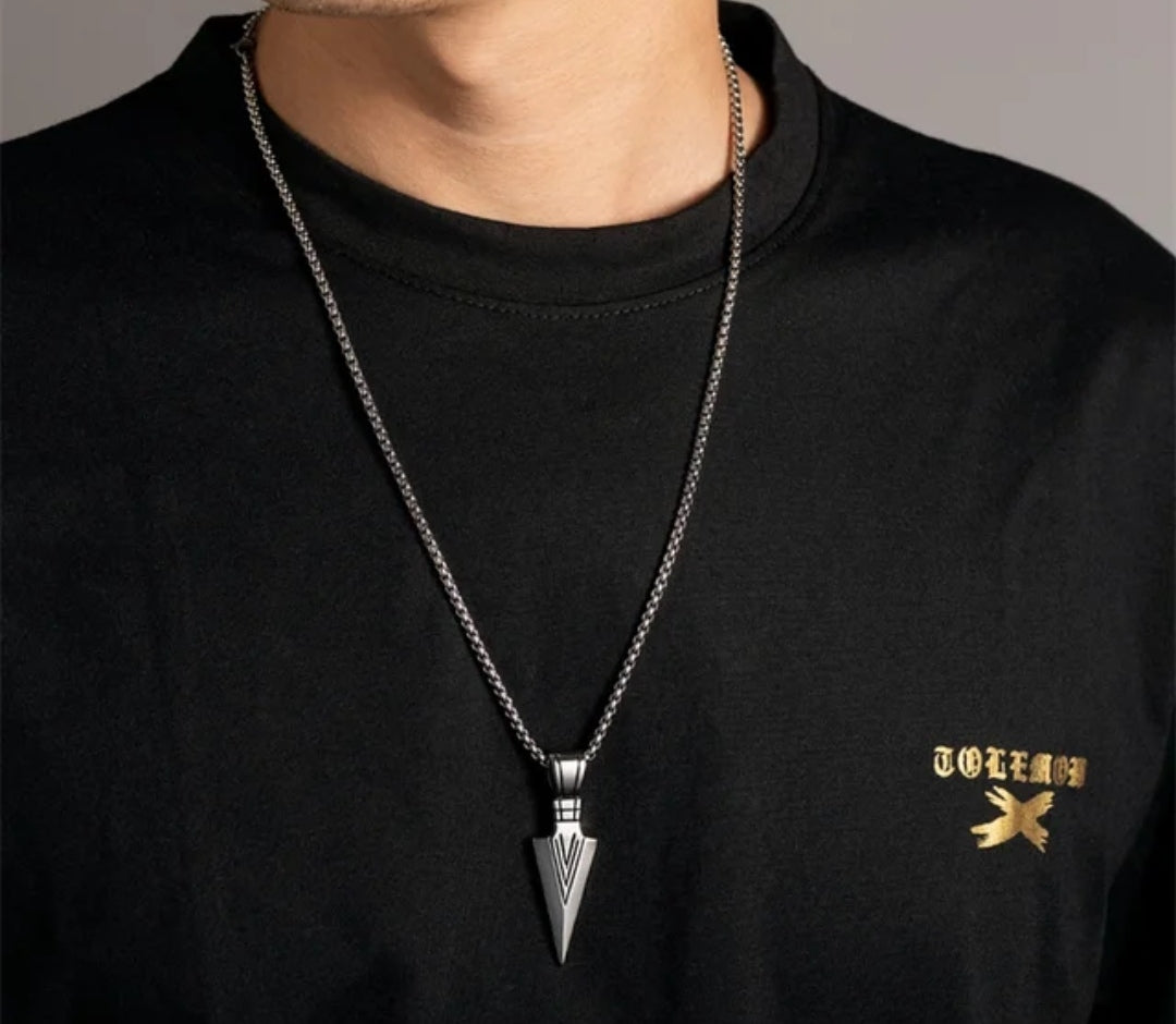 Combo of Chain Hand Bracelet and Spearhead Necklace Pendant Box Chain