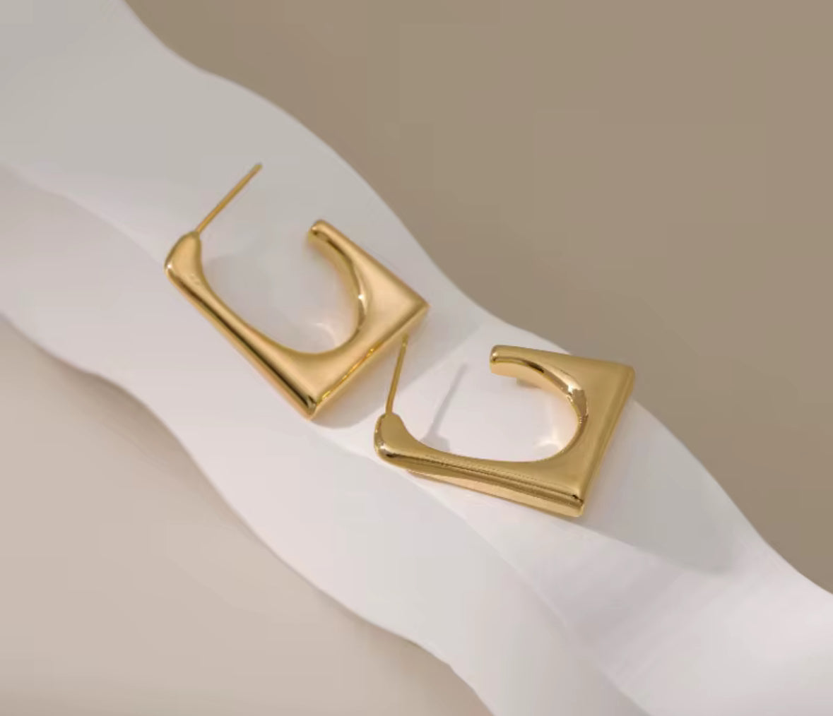 Golden Geometric Hoop Earrings for Women | Stainless Steel Minimalist Statement Earrings