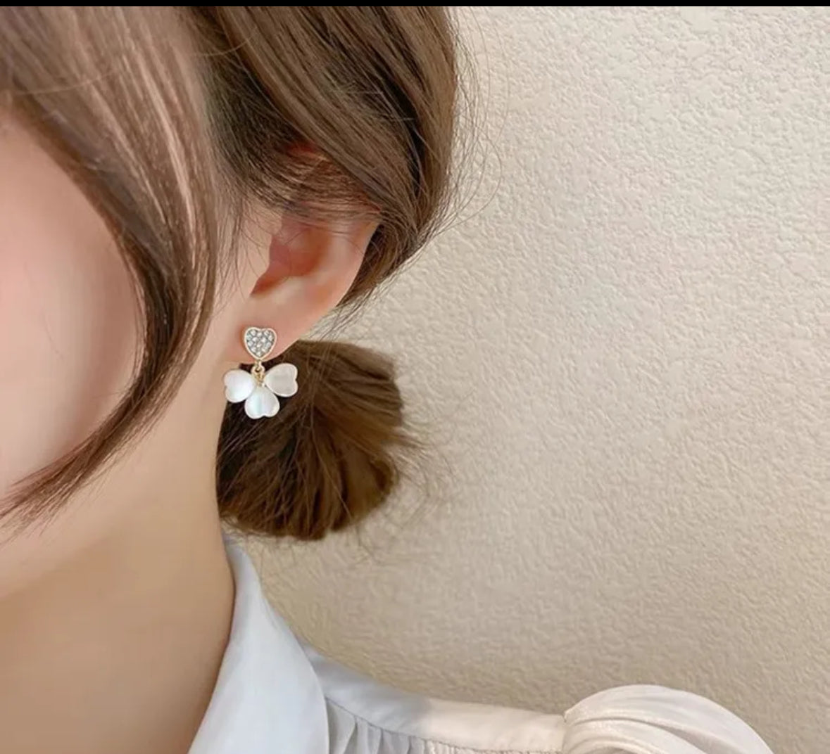 Flower Enamelled AD Stones Studded Korean Push Plugs Earrings