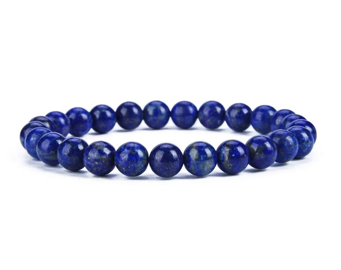 Natural Lapis Lazuli Bracelet for Wisdom, Protection & Confidence – 8mm Healing Crystal Beaded Bracelet for Men & Women