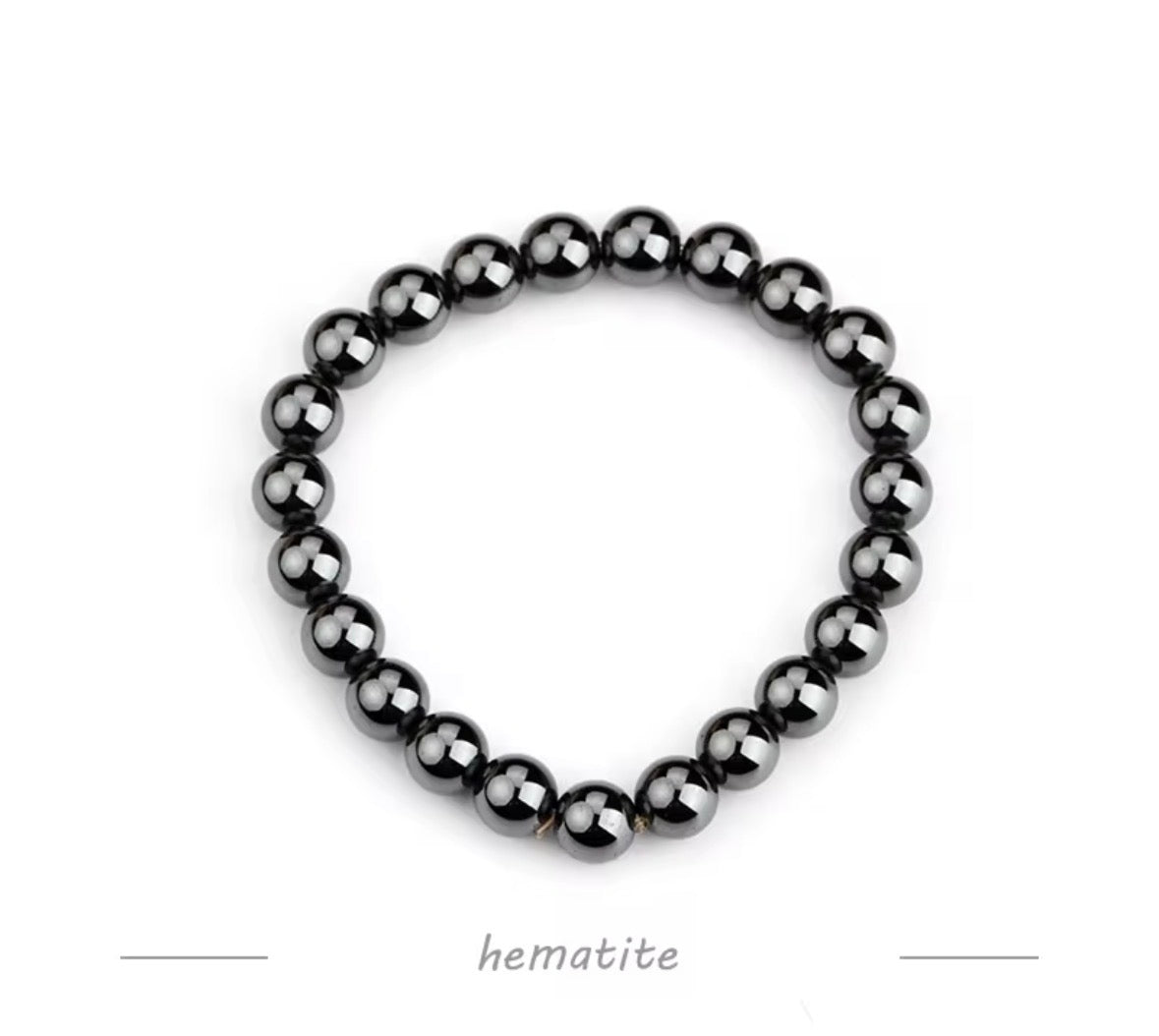 Natural Hematite Bracelet for Protection & Grounding – Magnetic Healing Crystal Beaded Bracelet for Men & Women