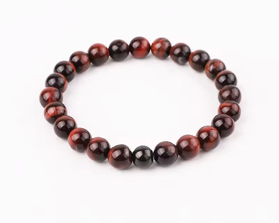 Natural Tiger Eye Stone Bracelet for Men & Women – 8mm Bead Protection & Confidence Crystal Bracelet