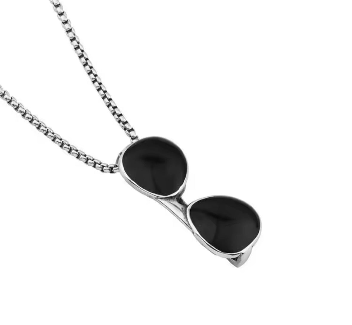 Sunglasses Pendant Necklace – Stainless Steel Black Goggles Charm Chain | Trendy Unisex Street Style Jewellery