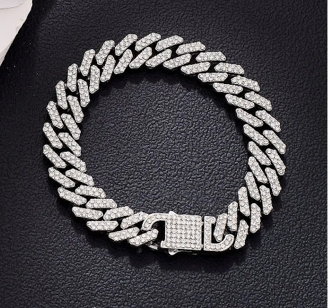 Combo of AD stones studded rapper style hand bracelet and chain set