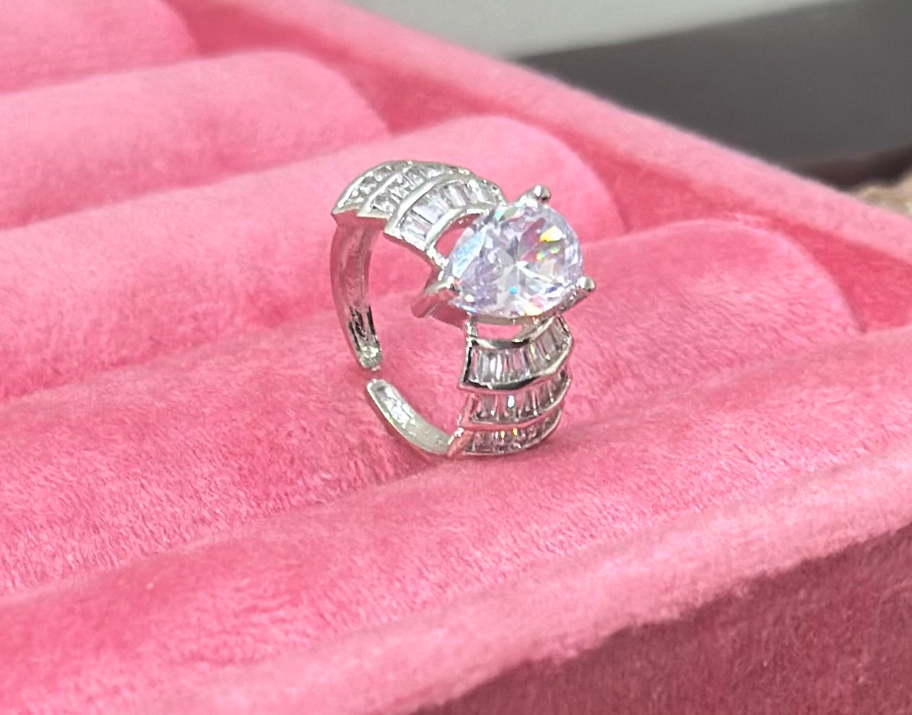 AD Stones Studded Adjustable Size Cocktail Ring