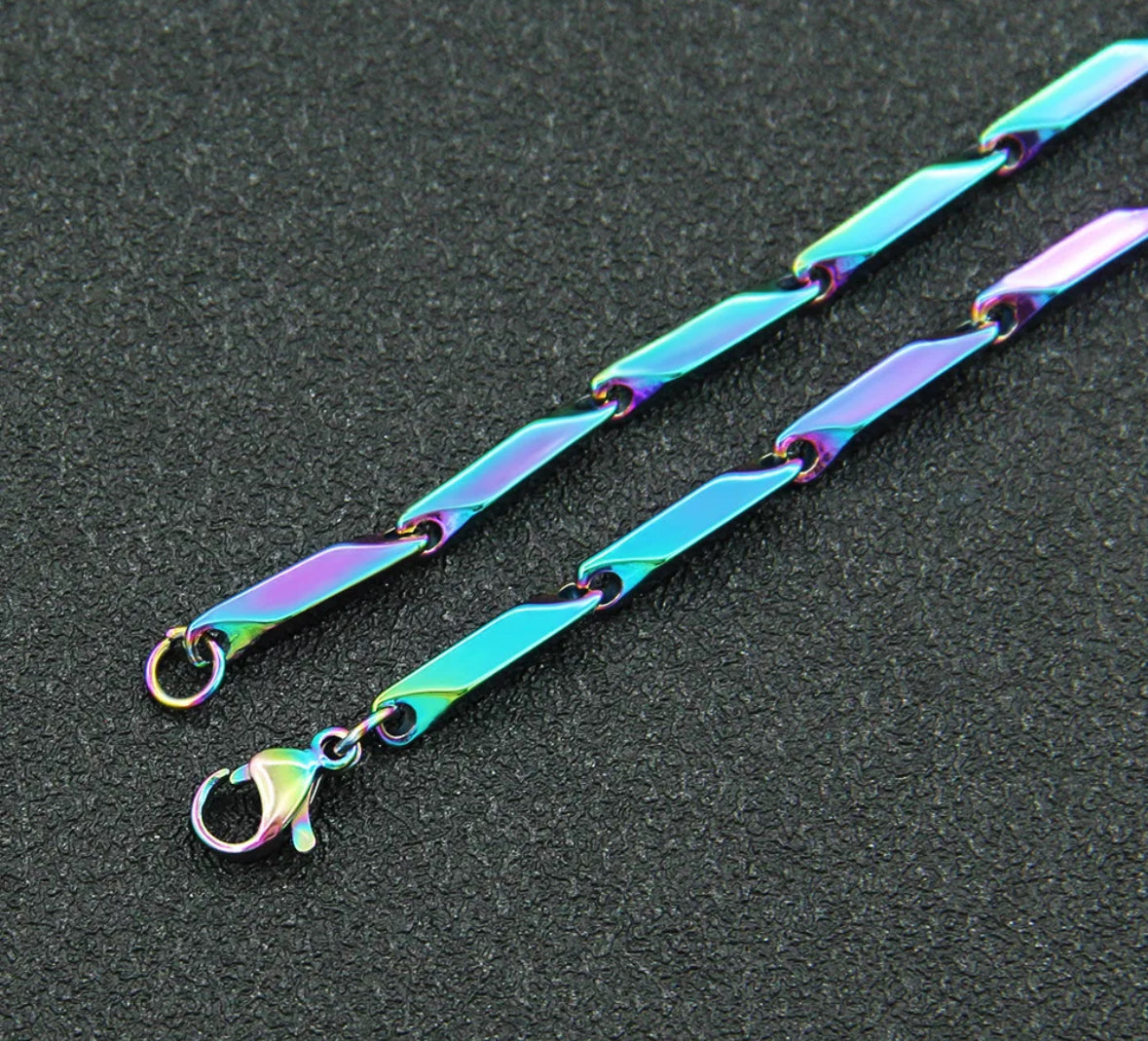 Premium Stainless Steel Multi-shaded Short Necklace Chawal Chain