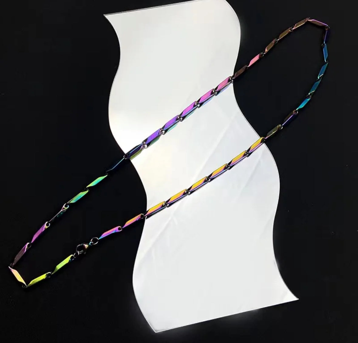 Premium Stainless Steel Multi-shaded Short Necklace Chawal Chain