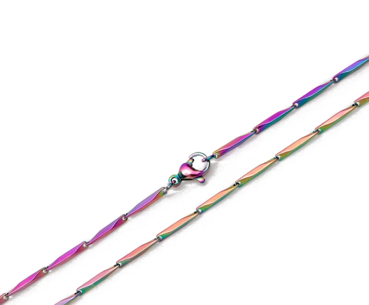 Premium Stainless Steel Multi-shaded Short Necklace Chawal Chain