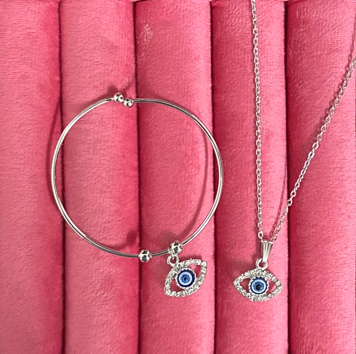 Combo of Evil Eye Stones Studded Adjustable Hand Bracelet with Pendant