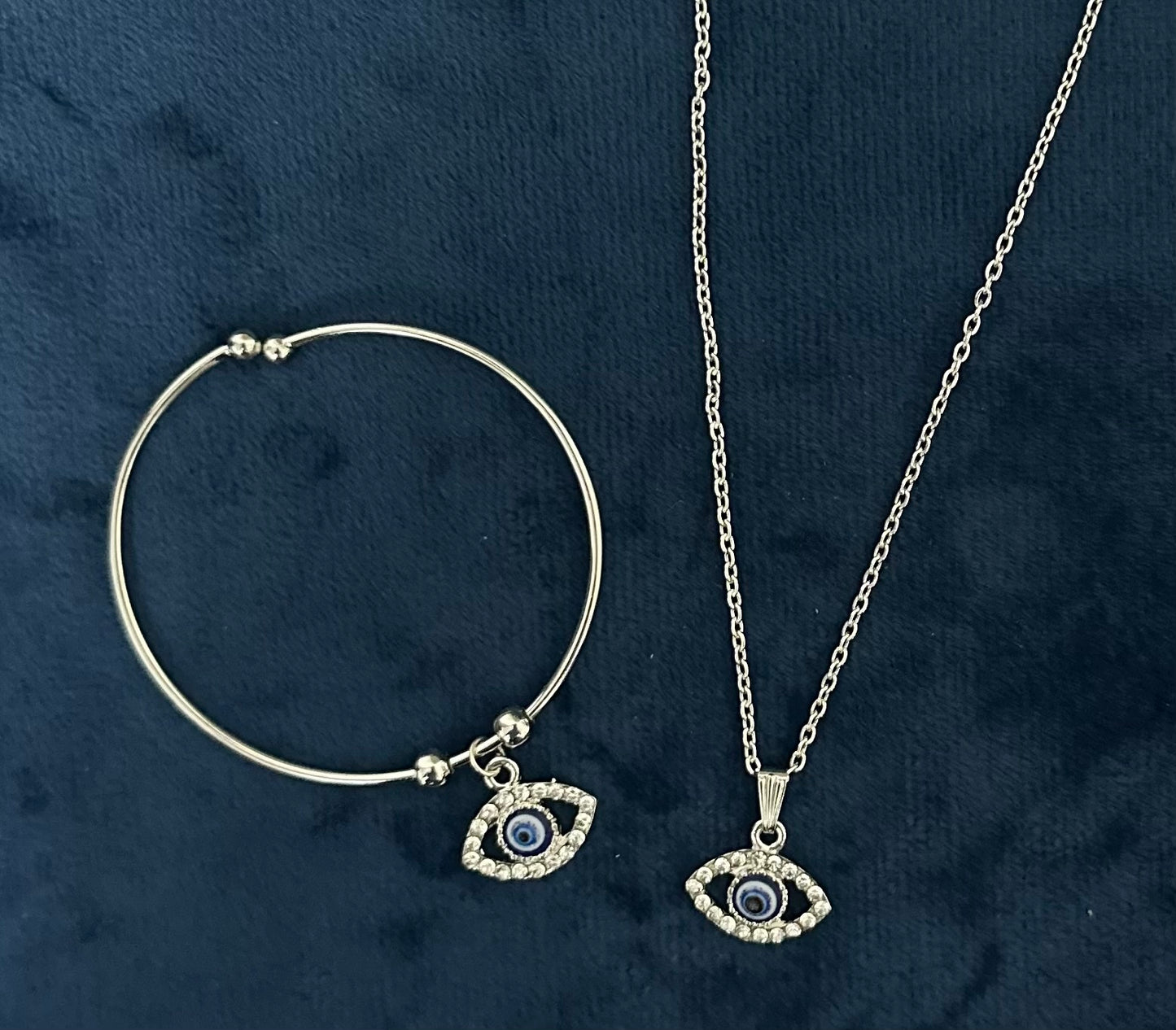 Combo of Evil Eye Stones Studded Adjustable Hand Bracelet with Pendant
