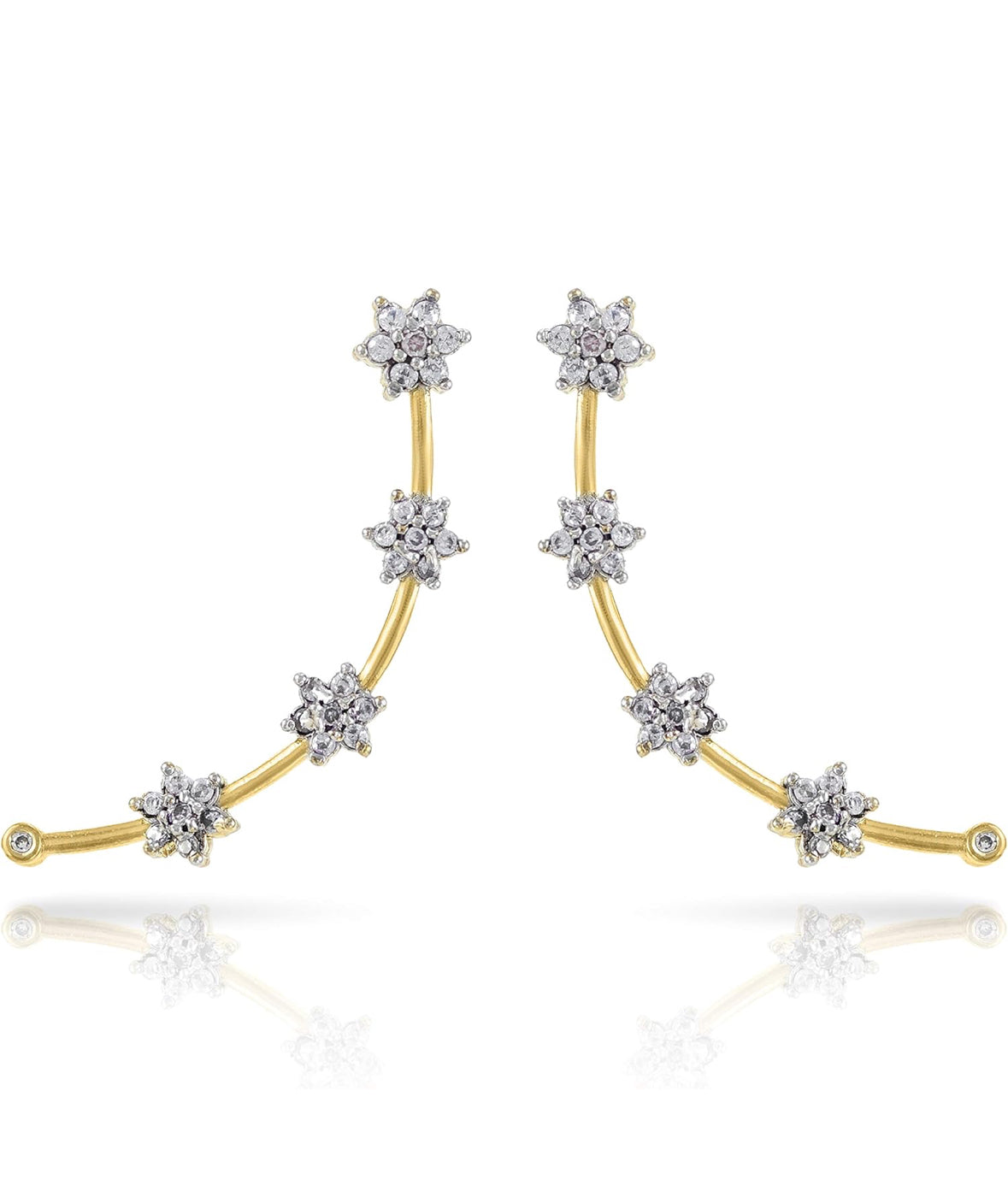 Premium CZ AD Stones Studded Flower Earcuffs