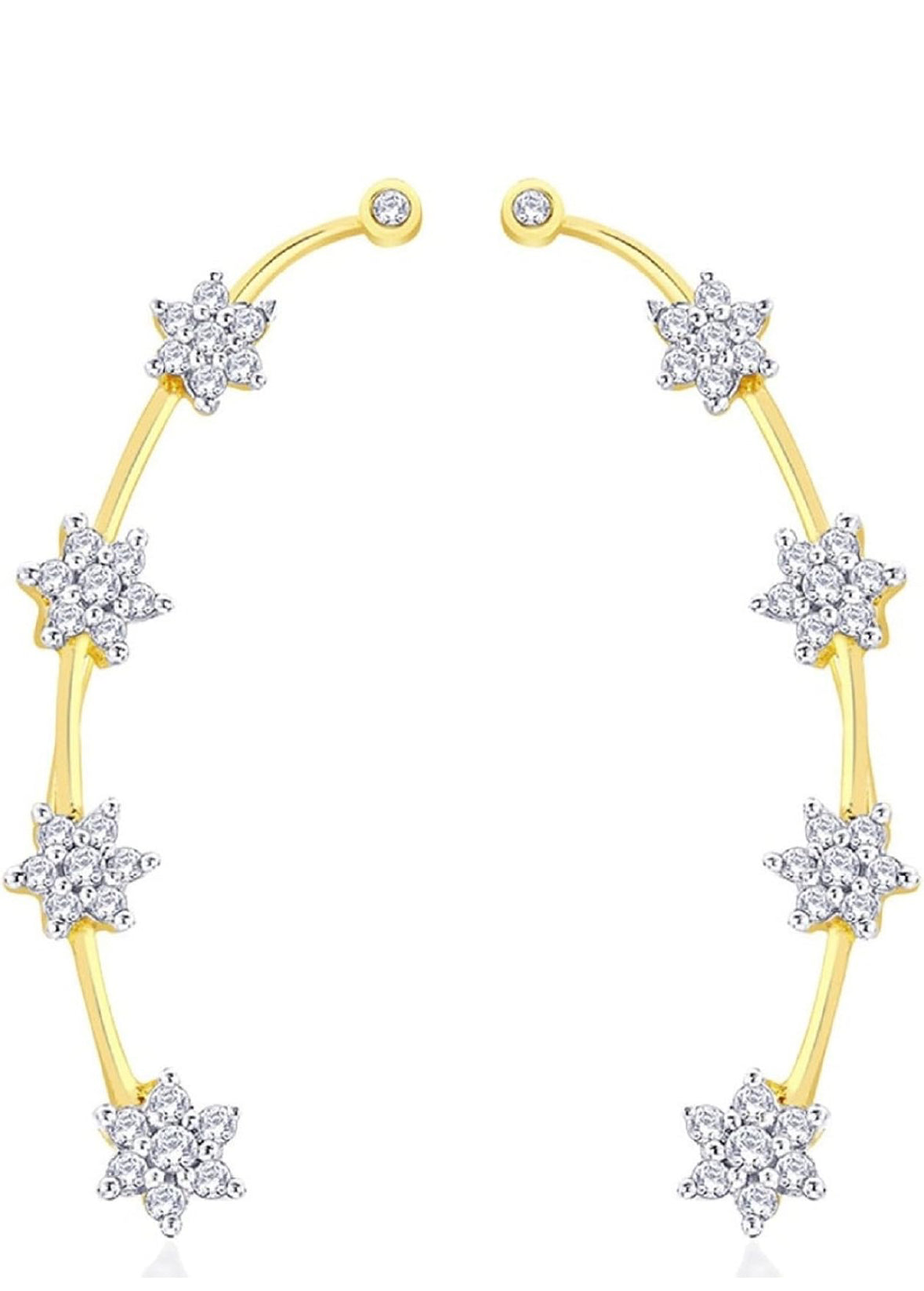 Premium CZ AD Stones Studded Flower Earcuffs