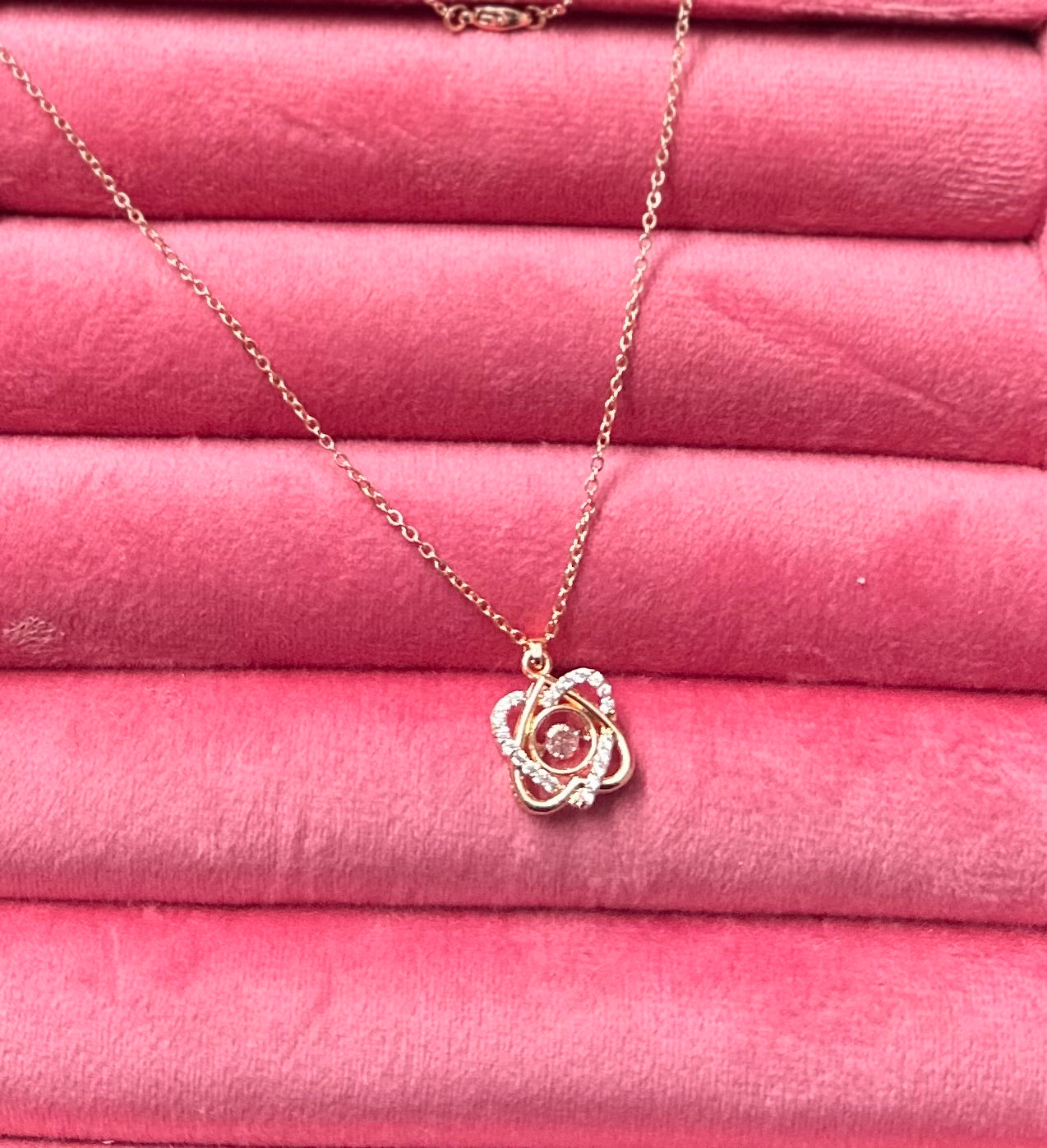 Elegant Golden Designer AD Stones Studded Necklace Pendant Chain