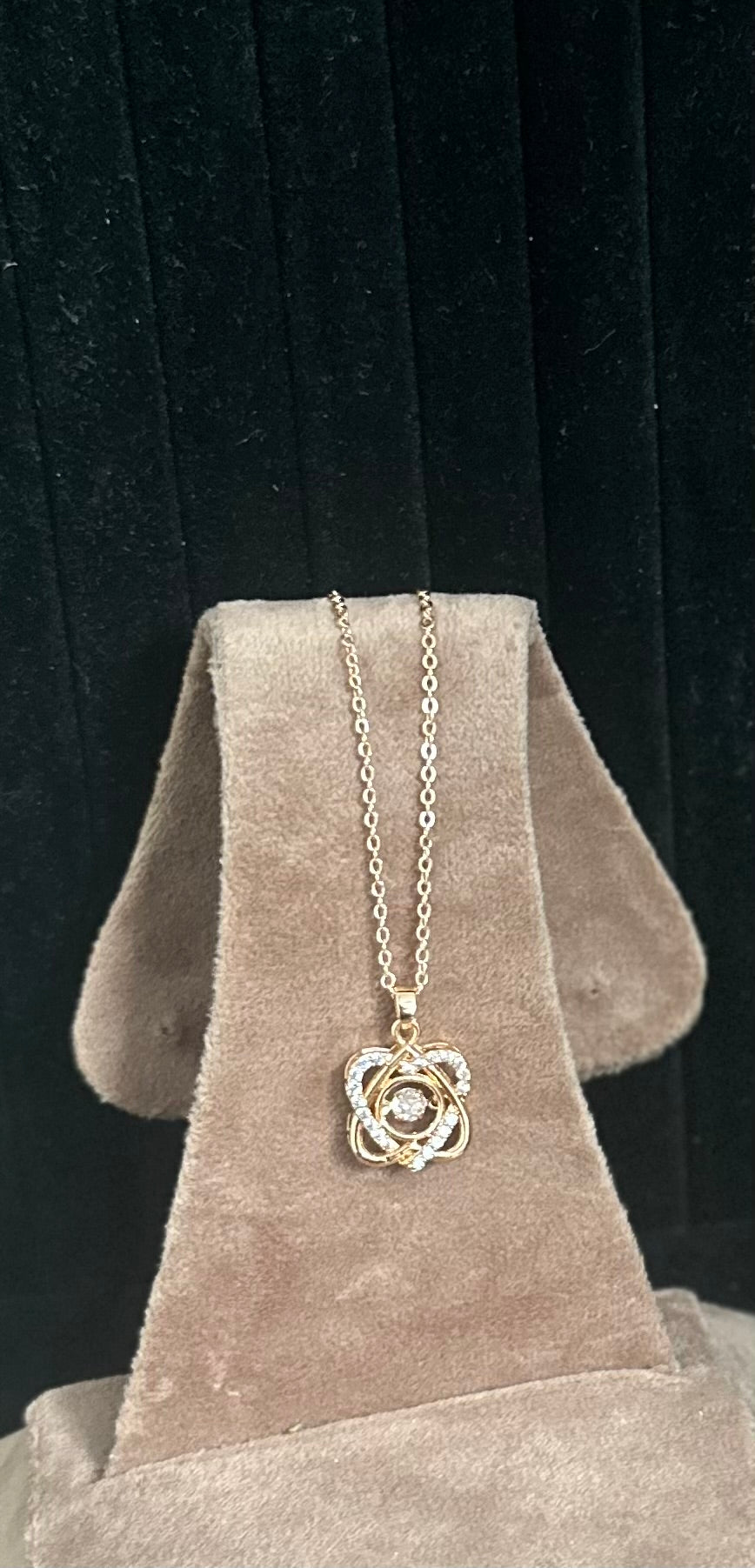 Elegant Golden Designer AD Stones Studded Necklace Pendant Chain