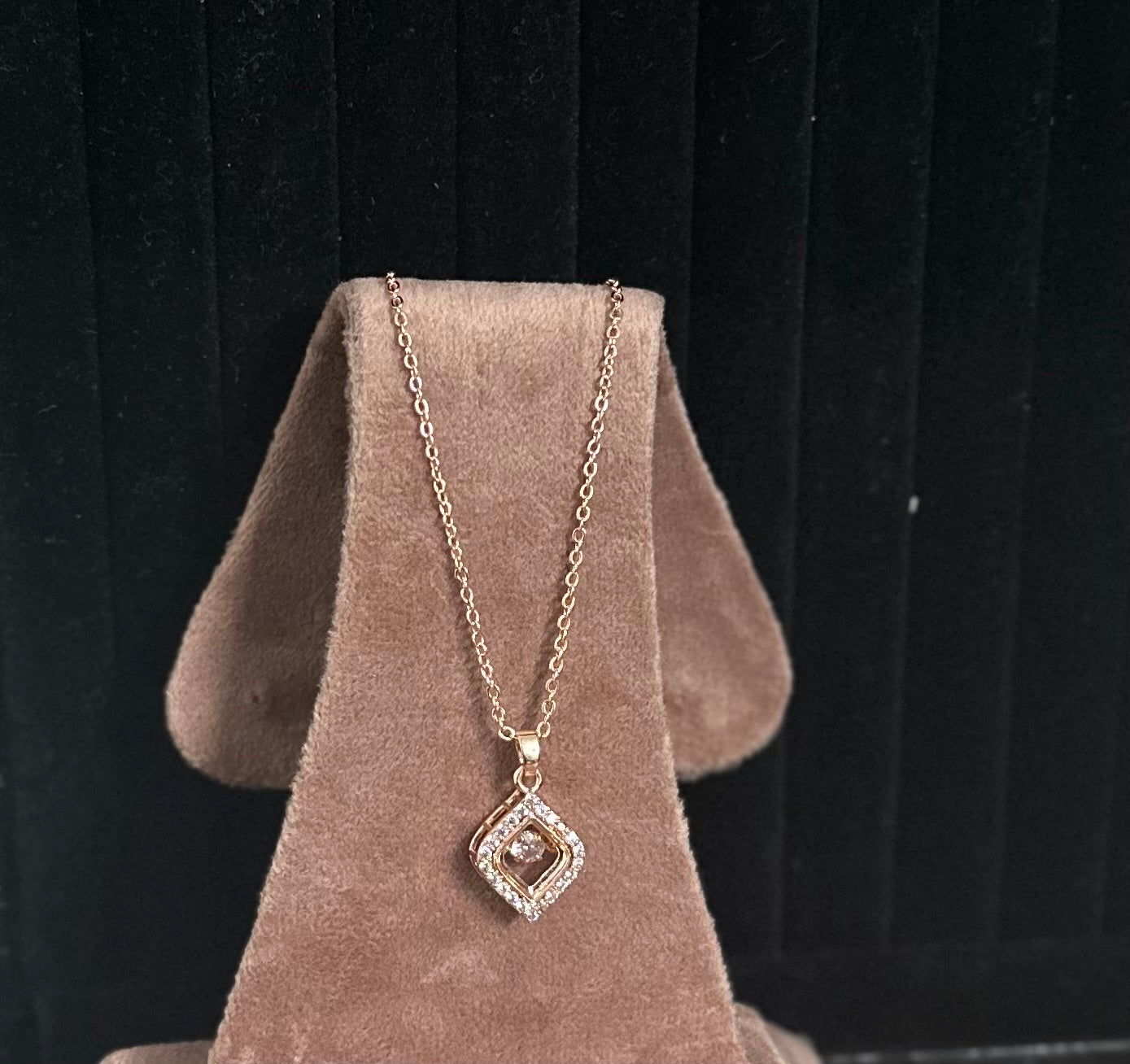 Elegant Golden Designer AD Stones Studded Necklace Pendant Chain
