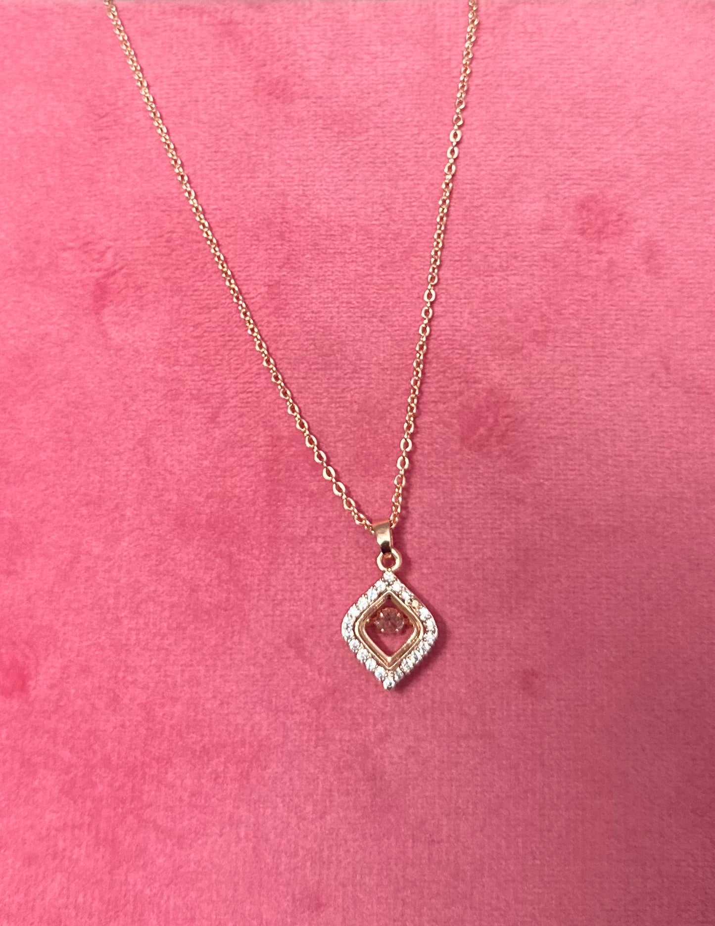 Elegant Golden Designer AD Stones Studded Necklace Pendant Chain