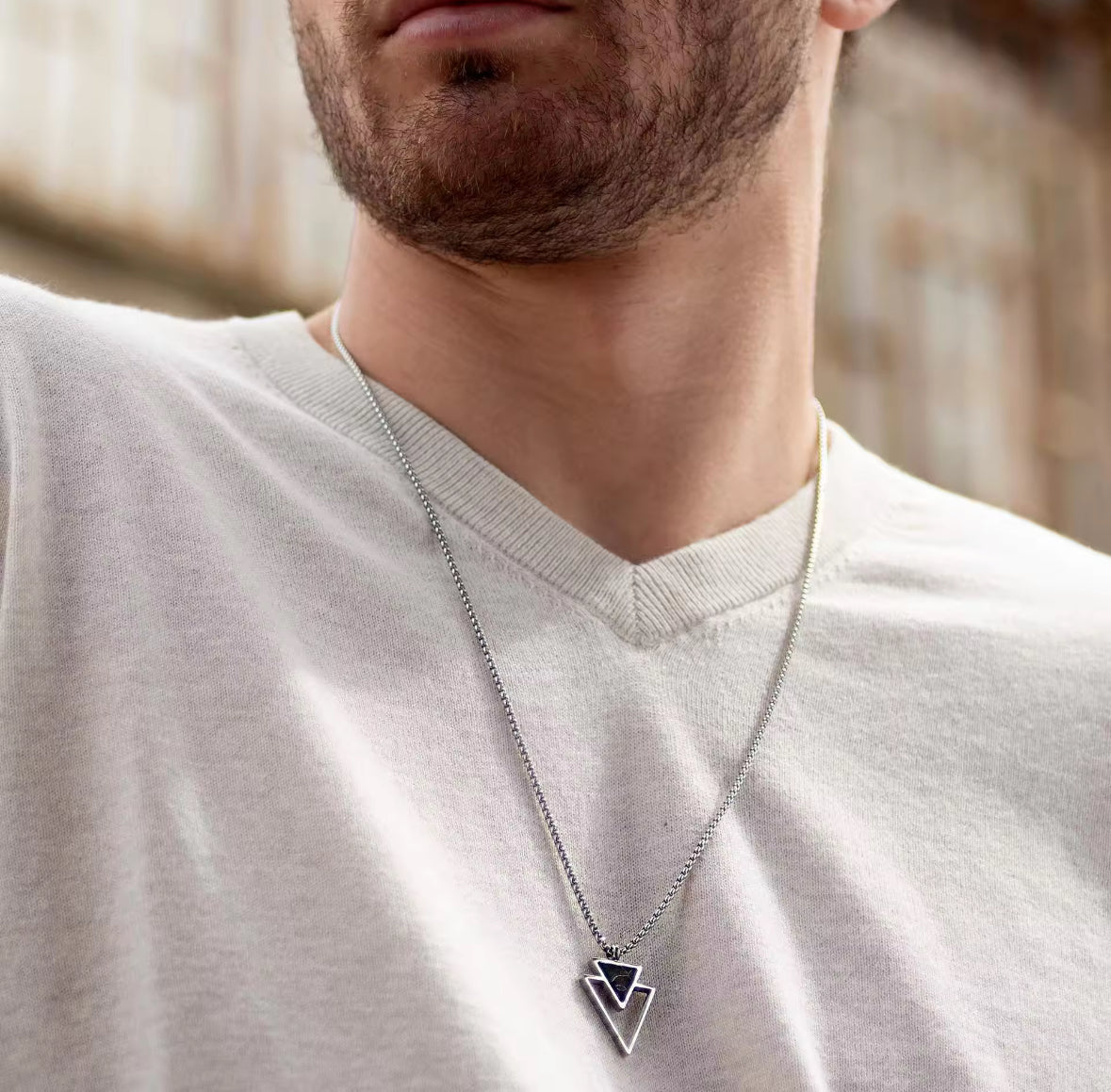 Minimal Style Black and Silver Pendent Necklace Chain