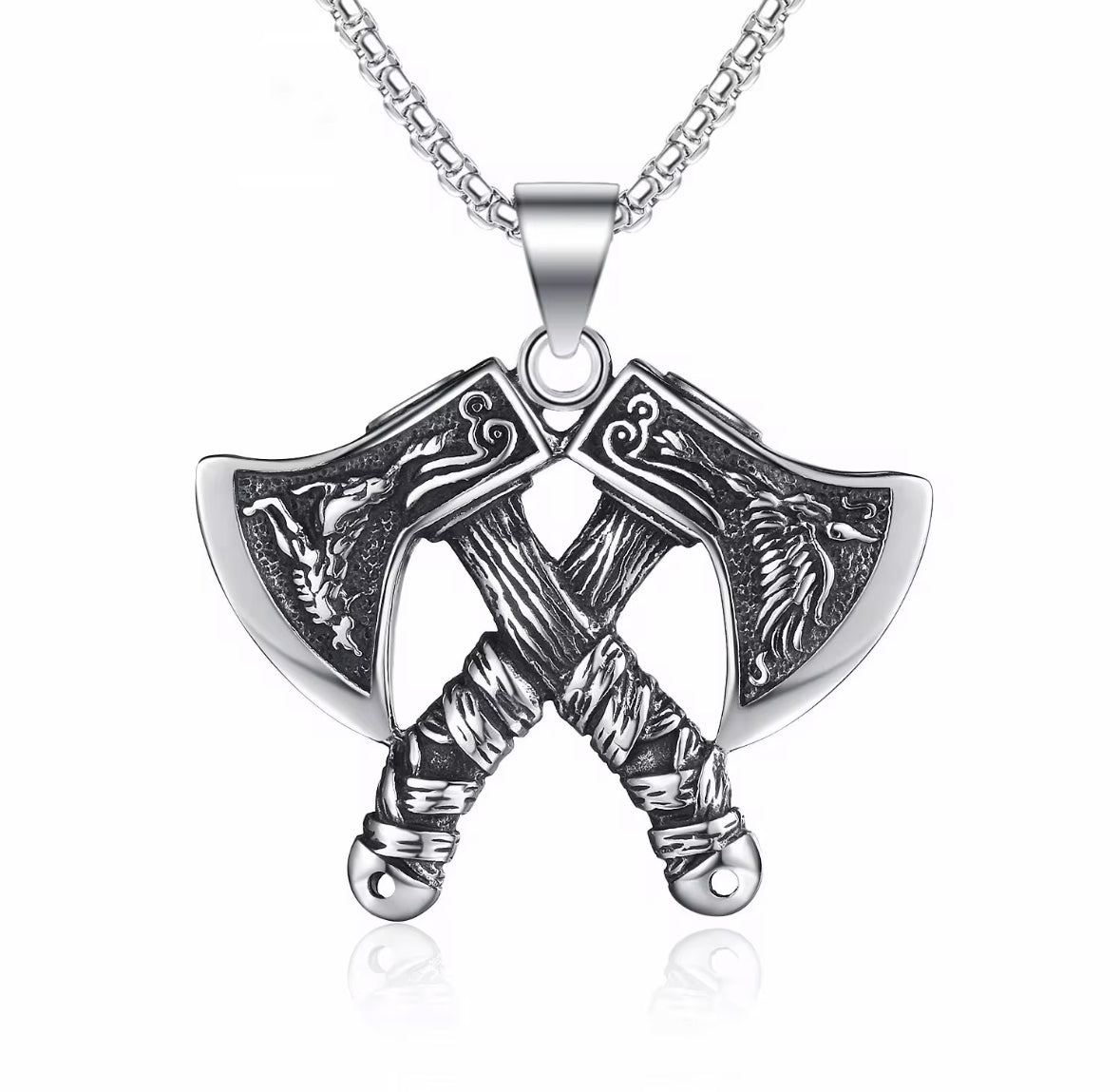 Twin Axes Style Western Necklace Pendent Chain