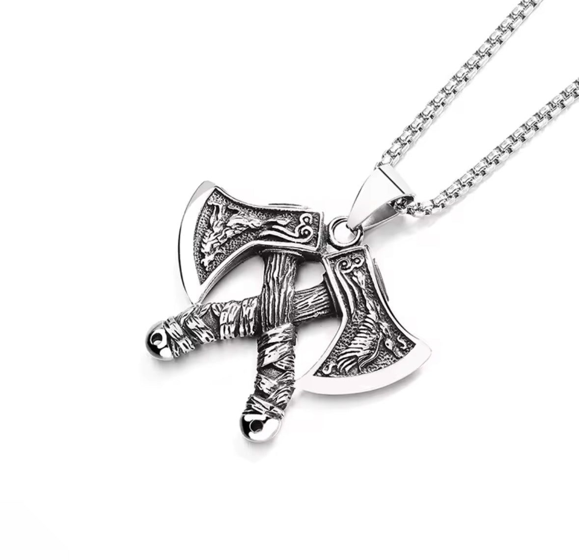 Twin Axes Style Western Necklace Pendent Chain