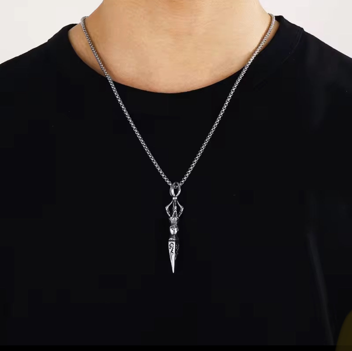 Tibetan Engraved Western Necklace Pendent Chain